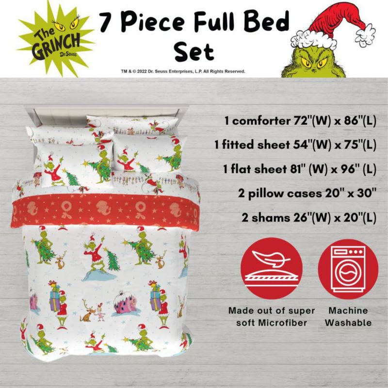 Juego de cama Franco Full 7 piezas The Grinch Navidad