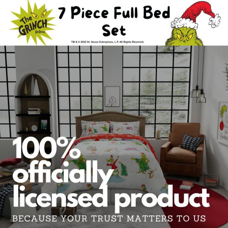 Juego de cama Franco Full 7 piezas The Grinch Navidad