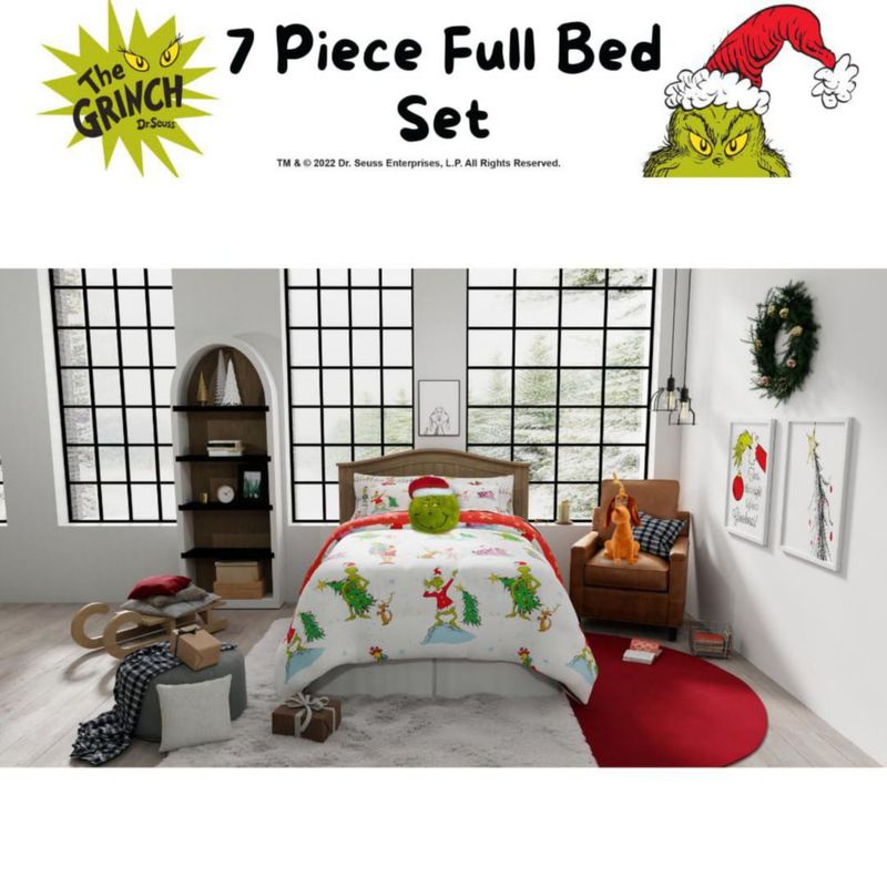 Juego de cama Franco Full 7 piezas The Grinch Navidad