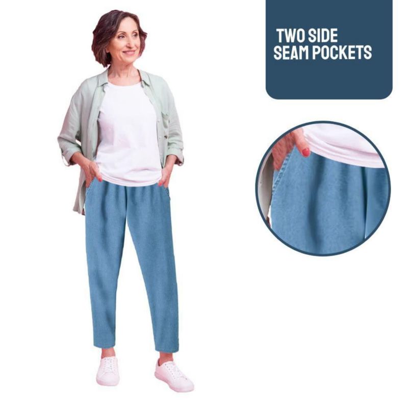 PANTALONES EOM Chambray M Cintura Elástica y Bolsillos Laterales