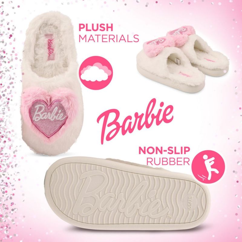 Pantuflas Barbie de felpa suave y esponjosa para mujer