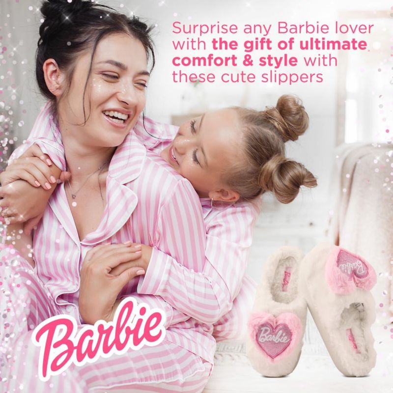 Pantuflas Barbie de felpa suave y esponjosa para mujer