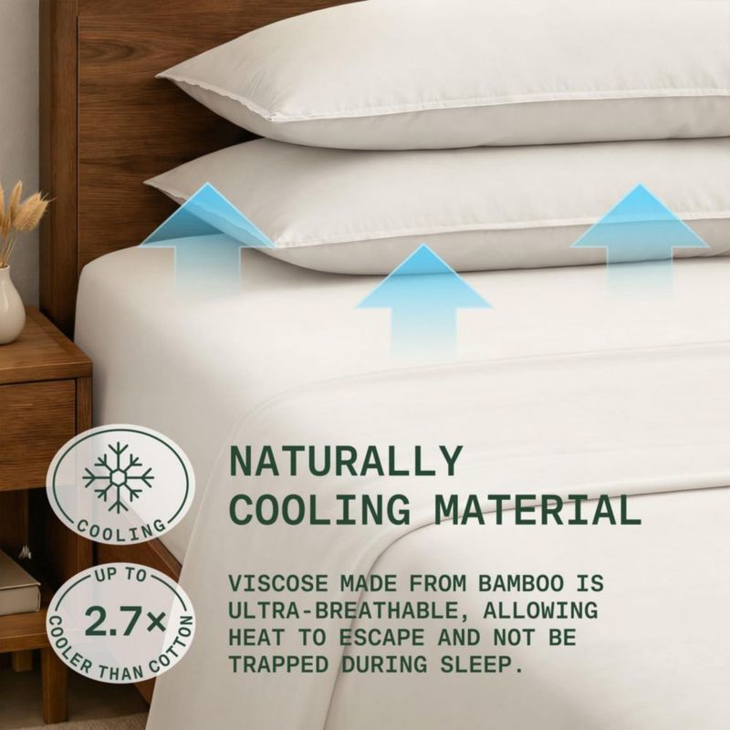 Juego de sábanas TRUE BAMBOO King Beige claro Sedoso y Suave