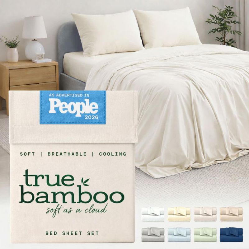 Juego de sábanas TRUE BAMBOO King Beige claro Sedoso y Suave