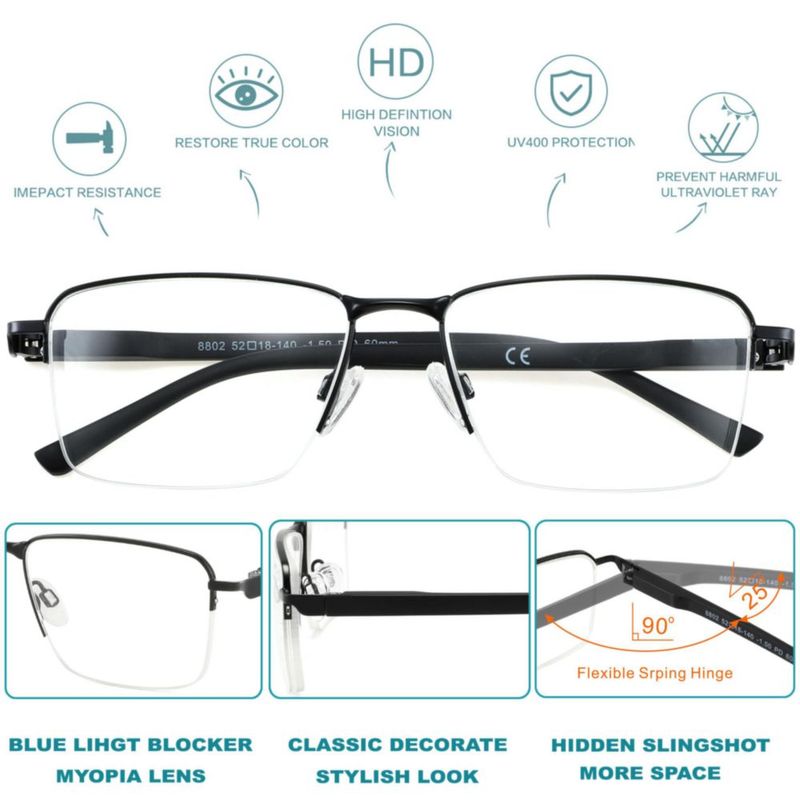 Lentes Correctivos JCUANGR de Media Montura con Filtro de Luz Azul