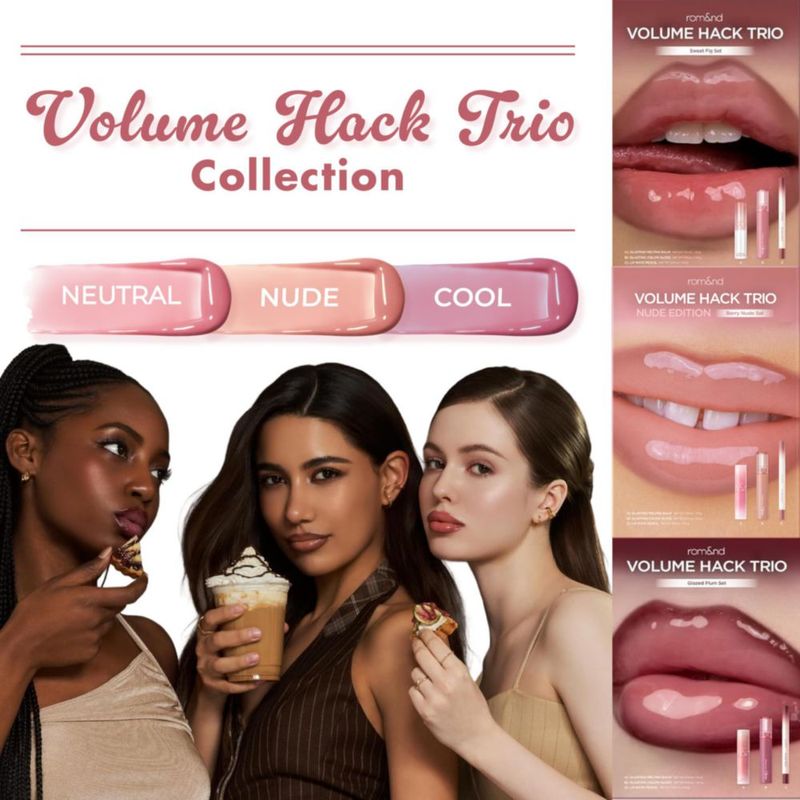 Kit de Labios rom&nd Volume Hack Trio – Set Toffee Nude