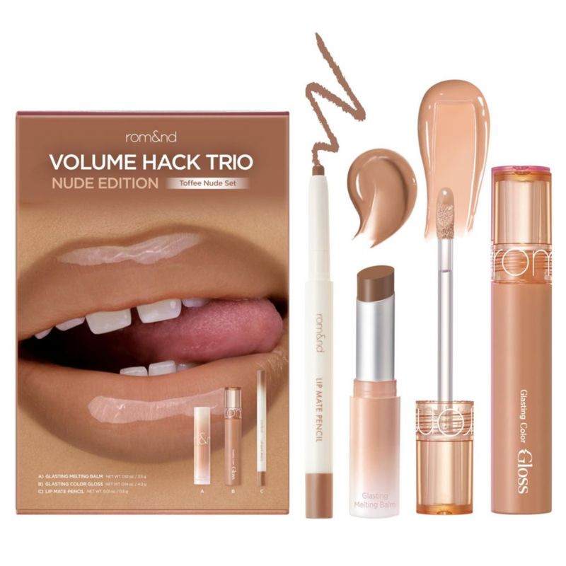 Kit de Labios rom&nd Volume Hack Trio – Set Toffee Nude