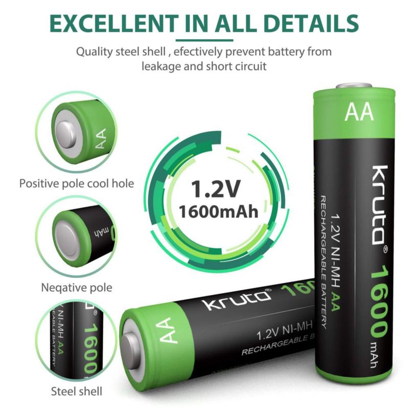 Batería solar AA recargable 1600mAh 1.2V Ni-MH para exteriores