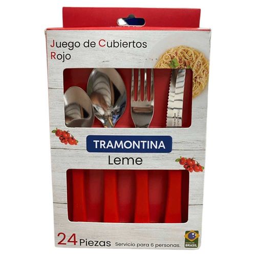 Juego De Cubiertos Tramontina 32200 728 Leme Rojos 24 Piezas