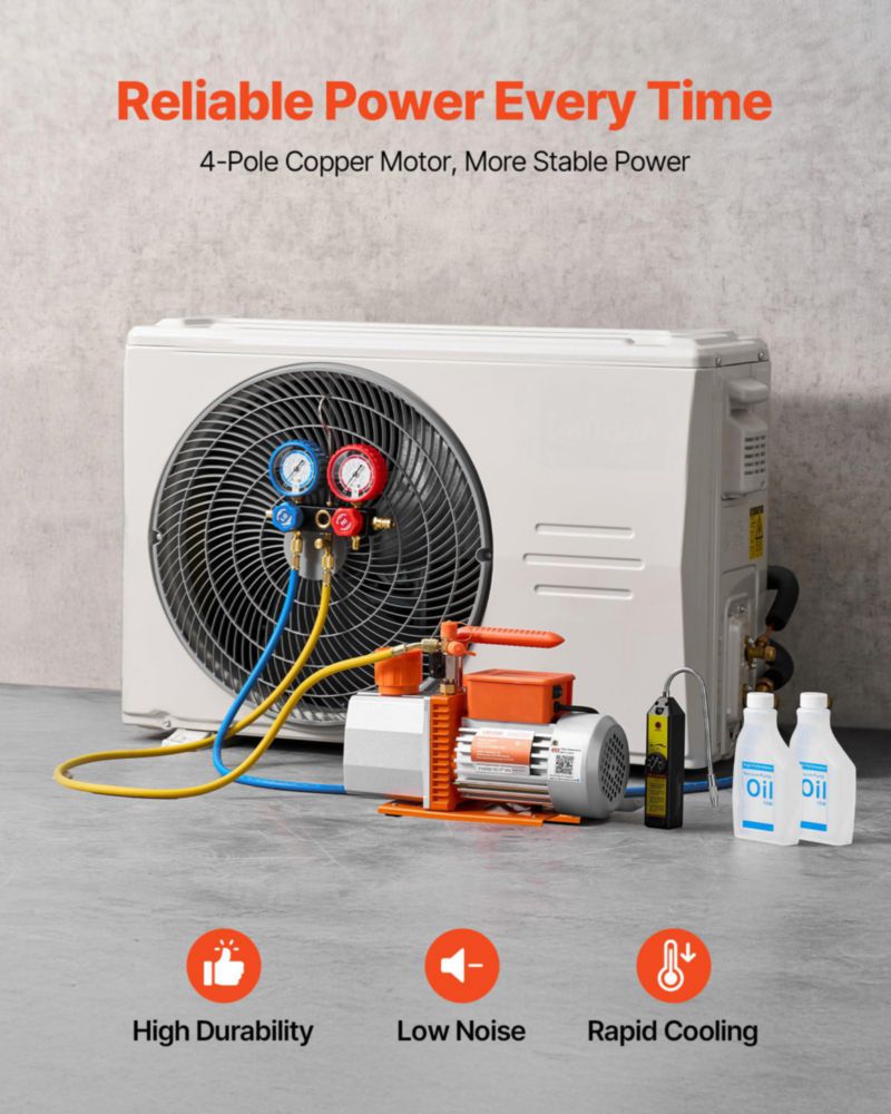 Kit de bomba de vacío HVAC VEVOR 7 CFM 3/4 HP de dos etapas