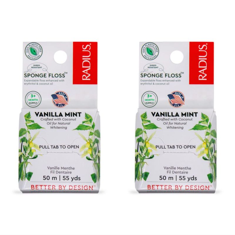 Hilo dental RADIUS Sponge Vanilla Mint 50 m paquete de 2