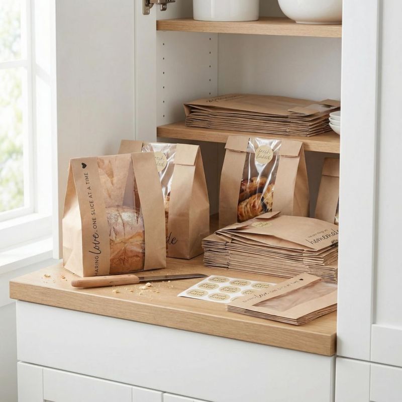 Bolsas de Pan Hermosas para Pan Casero - Bolsas de Papel Kraft con Ventana Transparente