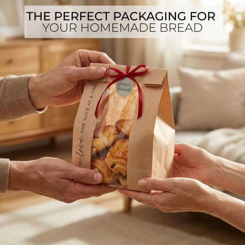 Bolsas de Pan Hermosas para Pan Casero - Bolsas de Papel Kraft con Ventana Transparente
