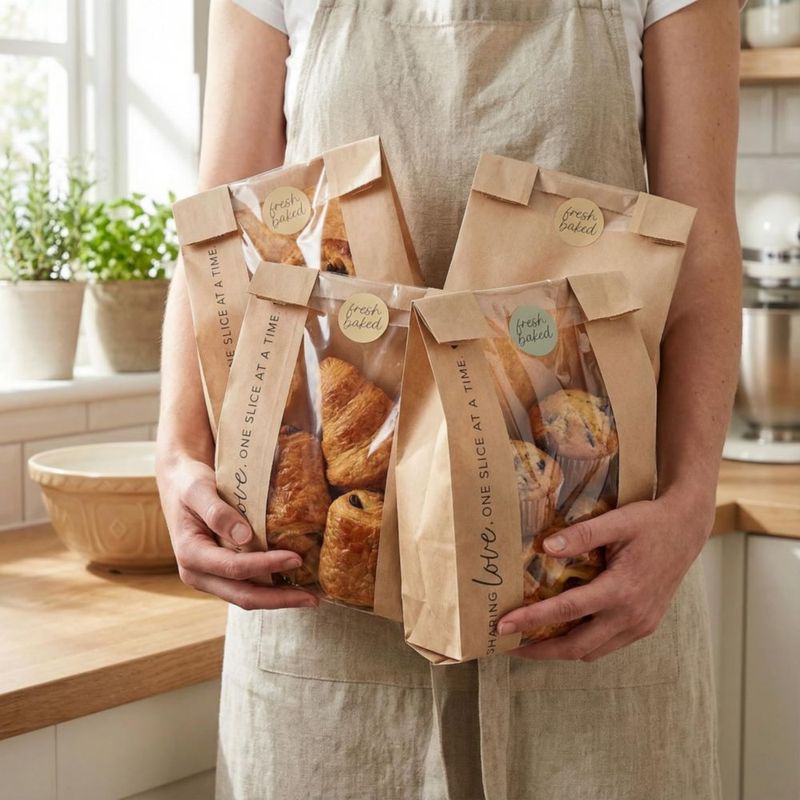 Bolsas de Pan Hermosas para Pan Casero - Bolsas de Papel Kraft con Ventana Transparente