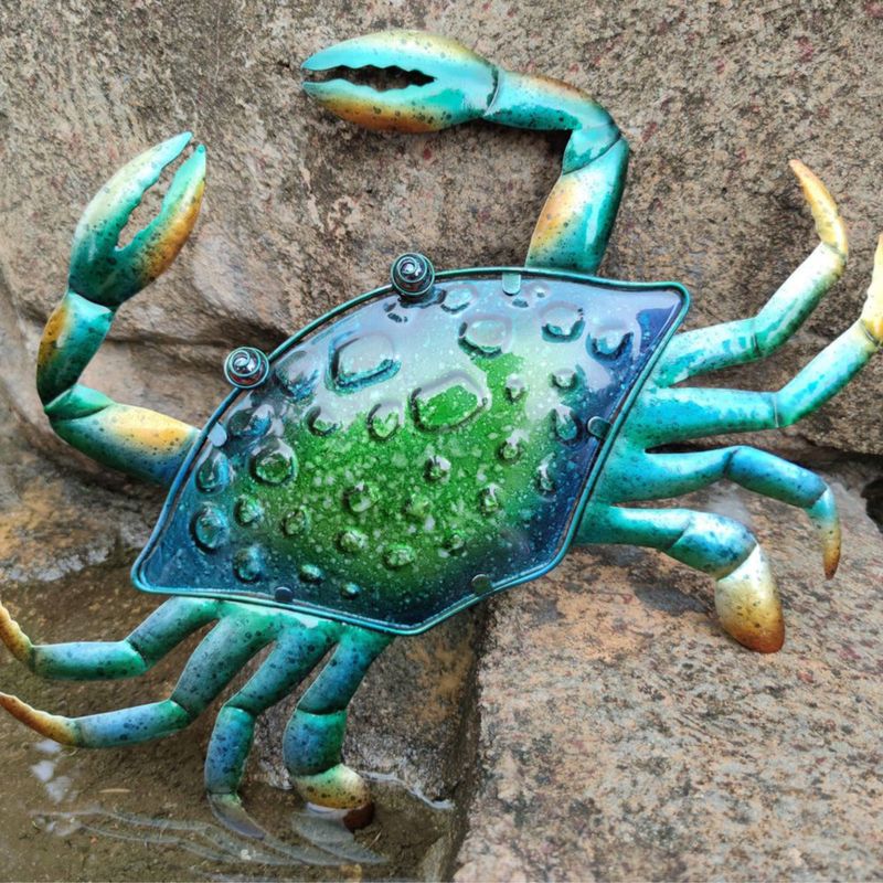 Arte de Pared JOYBEE Cangrejo de Metal Azul Verde 44 cm Decoración