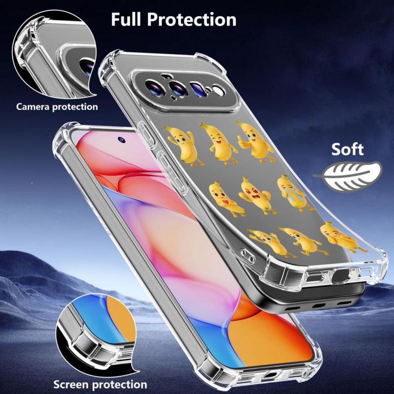 Funda GSDCB para Google Pixel 11 TPU delgada a prueba de golpes transparente con diseño de plátano