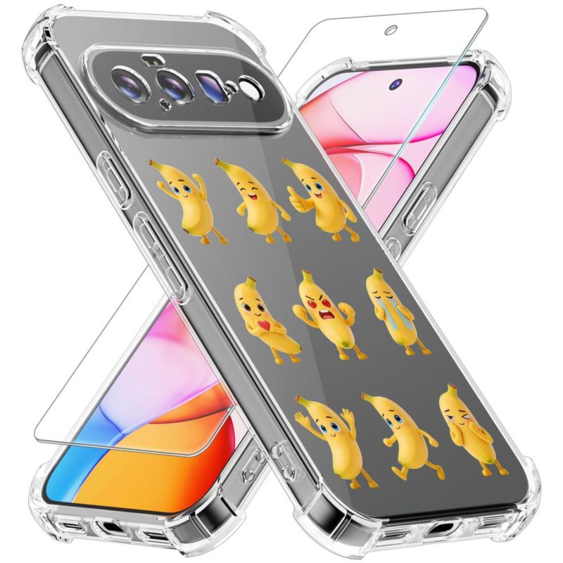 Funda GSDCB para Google Pixel 11 TPU delgada a prueba de golpes transparente con diseño de plátano