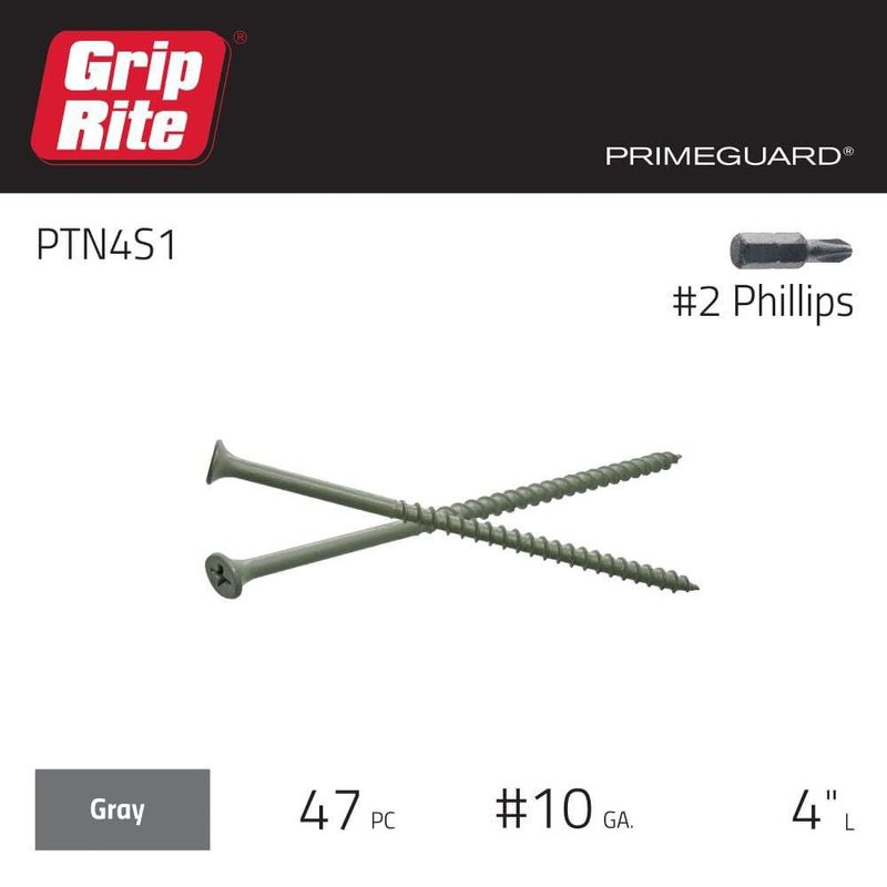 Tornillos de cubierta Grip-Rite PTN4S1 PG10 rosca gruesa de 102 cm