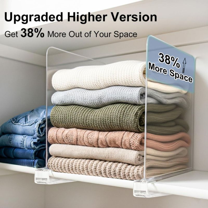 Divisores de Estantería SortNStore de 28 cm de Altura Organizador de Acrílico Pack de 6