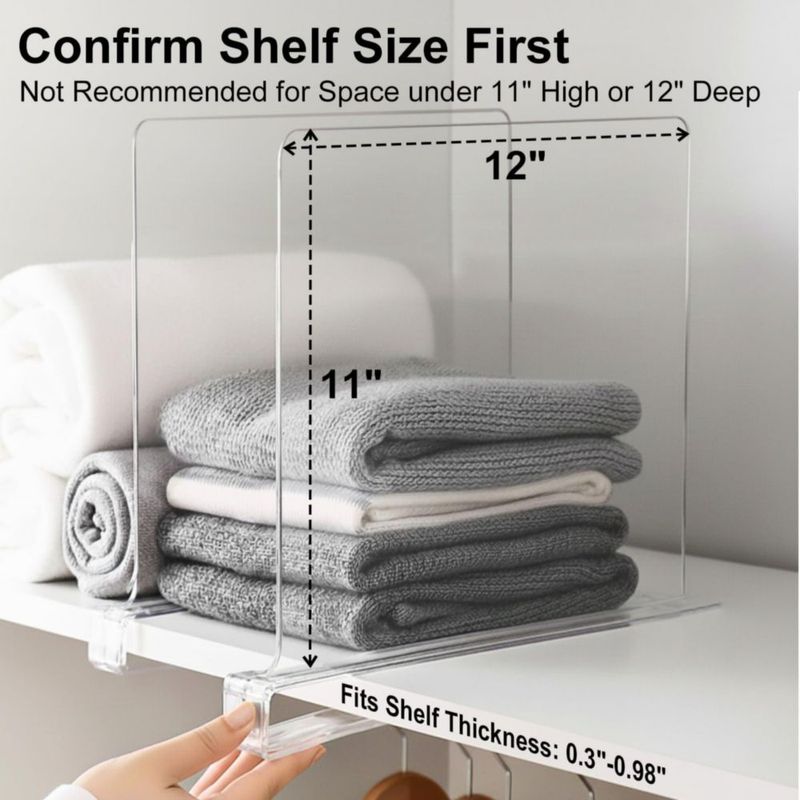 Divisores de Estantería SortNStore de 28 cm de Altura Organizador de Acrílico Pack de 6