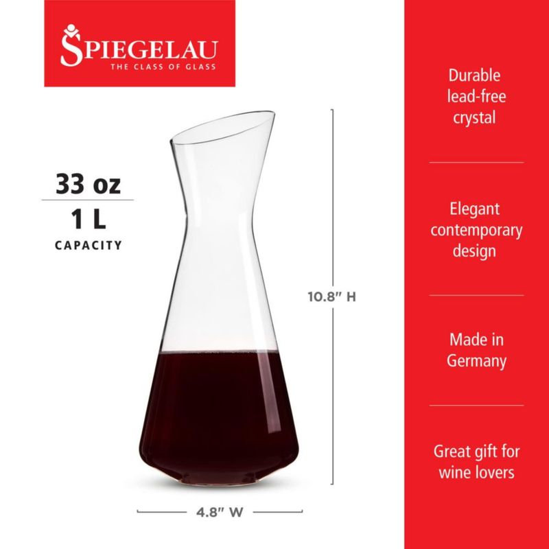 Decantador de Vino de Cristal Estilo Spiegelau 1L Elegante Garrafa