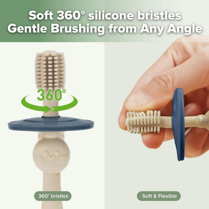 Cepillo de dientes haakaa 360° Beige + Azul acero