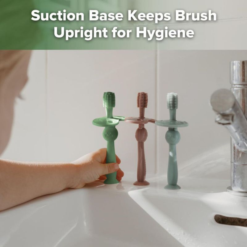 Cepillo de dientes haakaa 360° de silicona con base de succión – Jade
