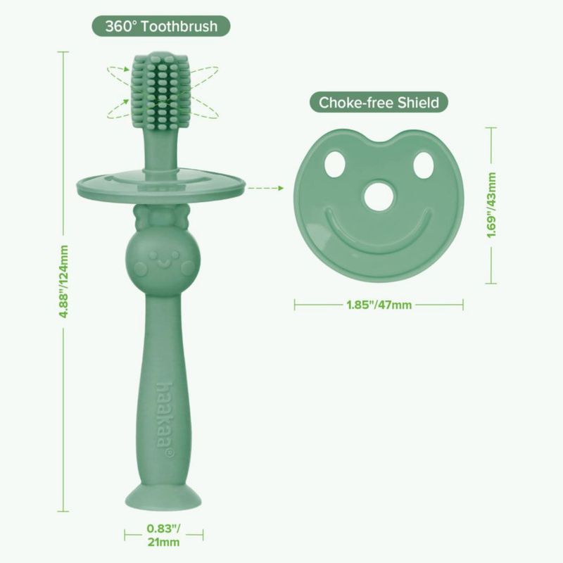 Cepillo de dientes haakaa 360° de silicona con base de succión – Jade