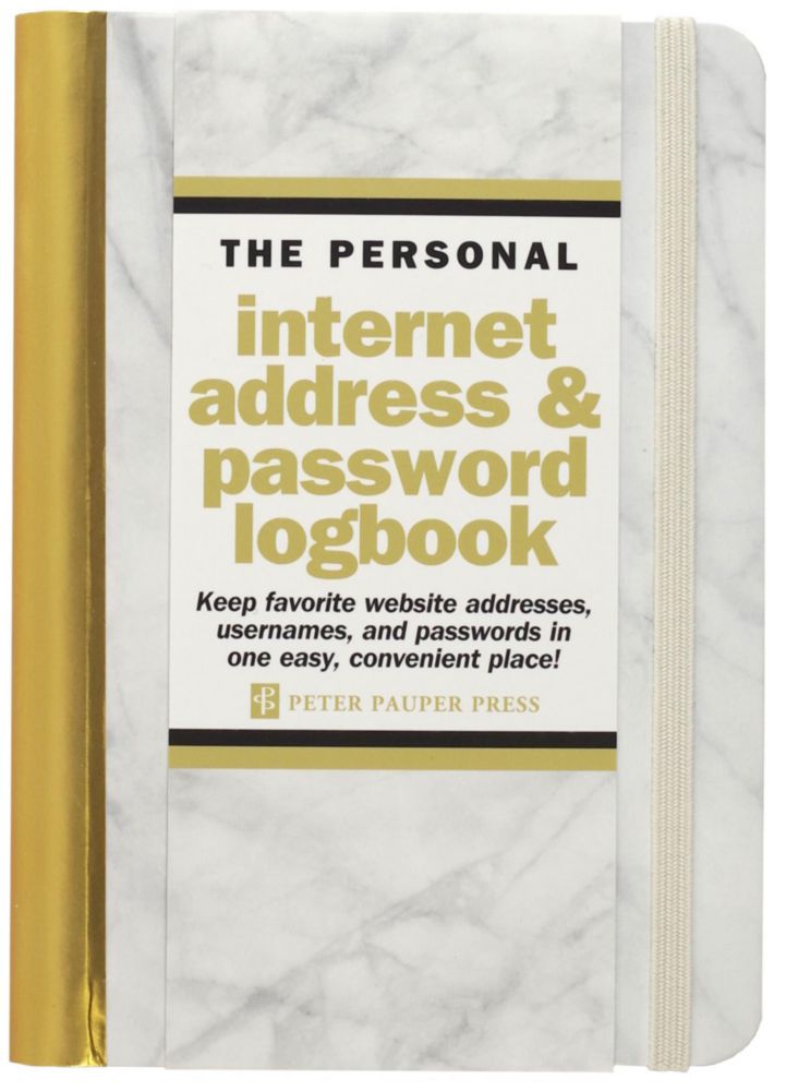 Libro de registro PETER PAUPER PRESS de direcciones web y contraseñas con cubierta de mármol