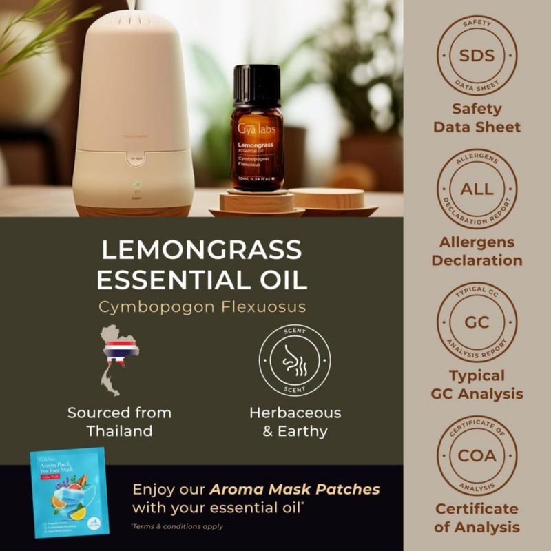 Aceite Esencial de Lemongrass Gya Labs 10 ml para Aromaterapia
