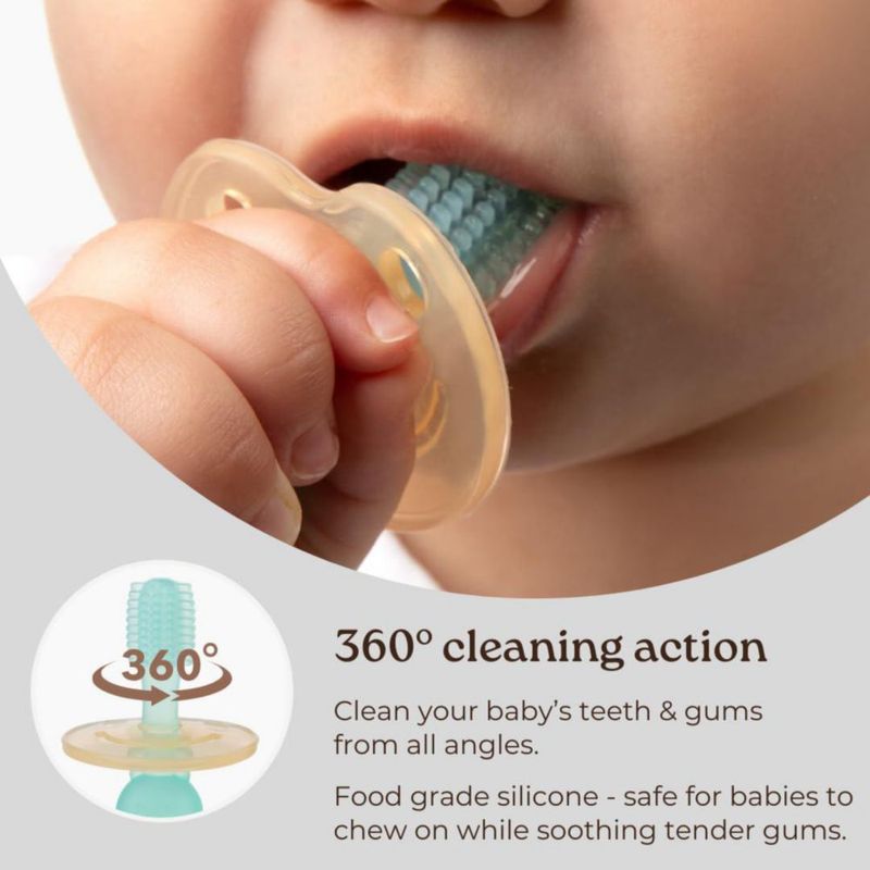 Cepillo de dientes Haakaa de silicona para bebé 6 meses+ Mist Blue