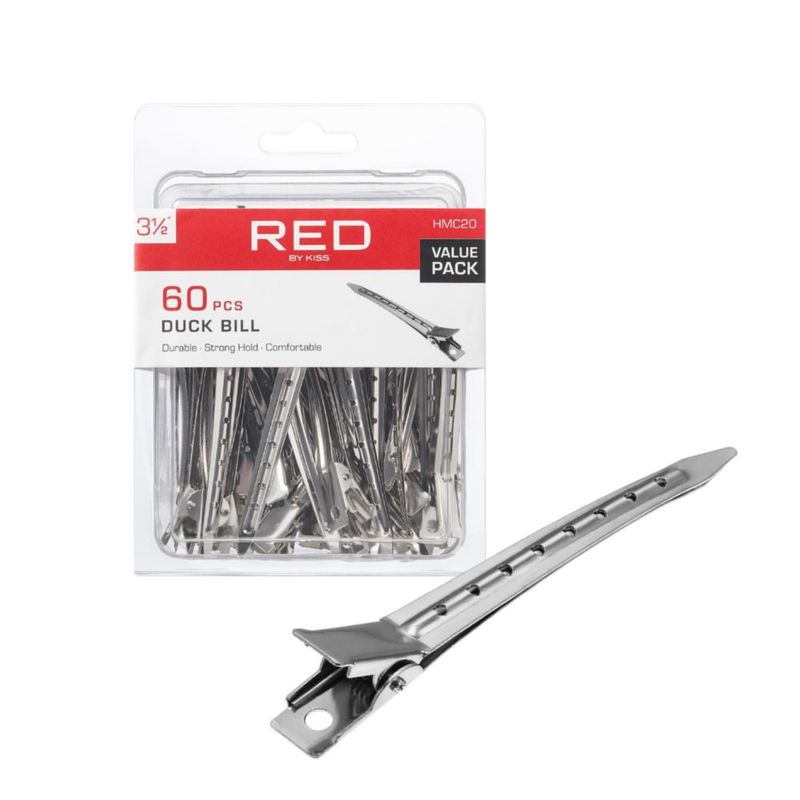 Pinza para el Cabello Red by Kiss - Pack de 60 Pico de Pato Plateado