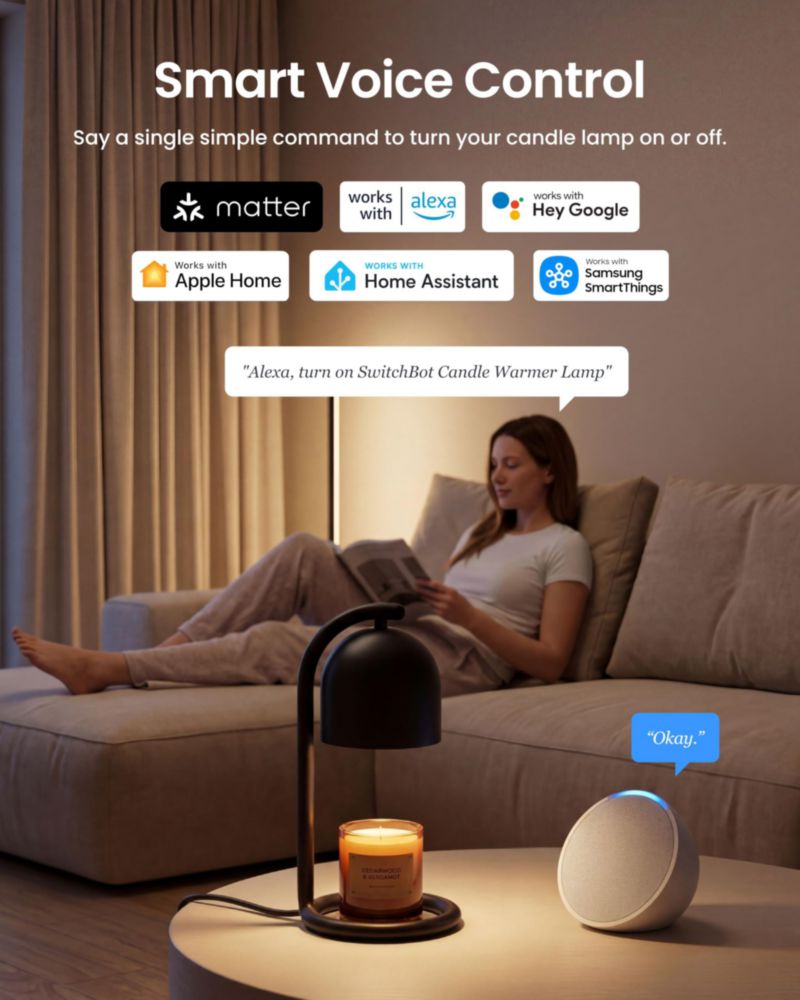 Lámpara inteligente SwitchBot para calentar velas sin llama regulable