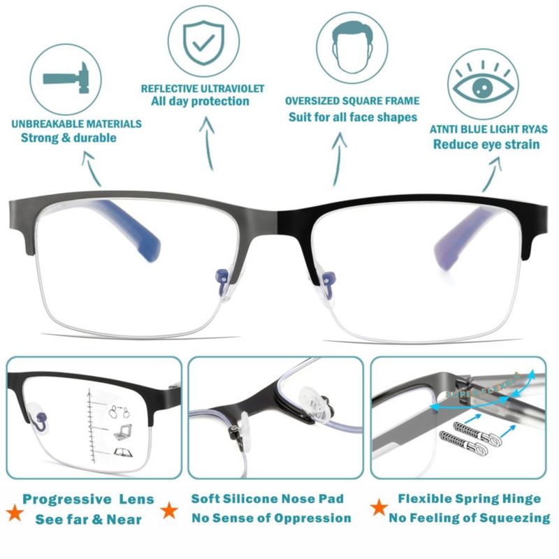Gafas de Lectura Bifocales JCUANGR con Protección Antiluz Azul +1.5