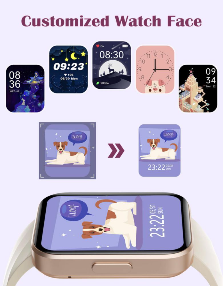 Reloj inteligente RUIMEN D1 para mujeres y hombres con pantalla HD y frecuencia cardíaca