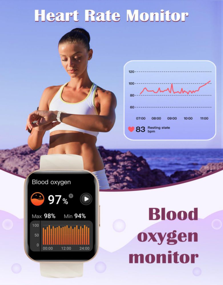 Reloj inteligente RUIMEN D1 para mujeres y hombres con pantalla HD y frecuencia cardíaca