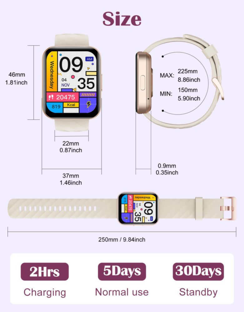 Reloj inteligente RUIMEN D1 para mujeres y hombres con pantalla HD y frecuencia cardíaca