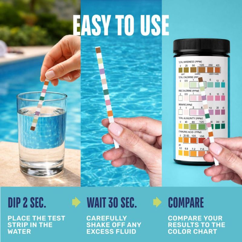 Kit de tiras reactivas para piscina JNW Direct 7 en 1 100 unidades
