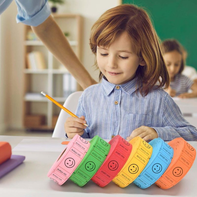 Rollos de Boletos para Rifa L LIKED 3000 piezas 6 Colores 1x2 Pulgadas Sonrisa