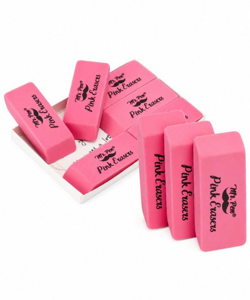 Goma de borrar Mr. Pen rosa pack de 6 sin látex