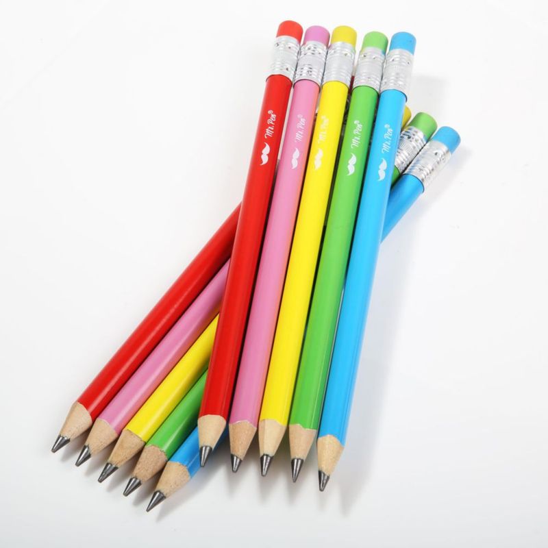 Lápices Mr. Pen Jumbo Paquete de 30 con Goma de Borrar Colorida