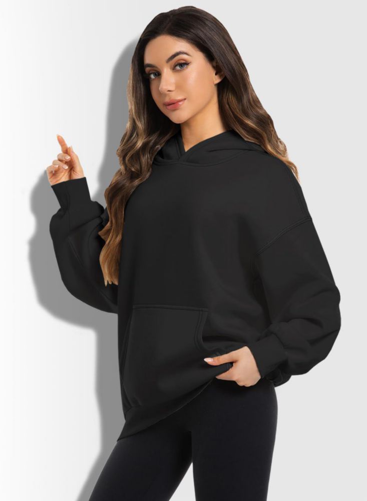 Sudadera con capucha oversize negra para mujer kims cosiart