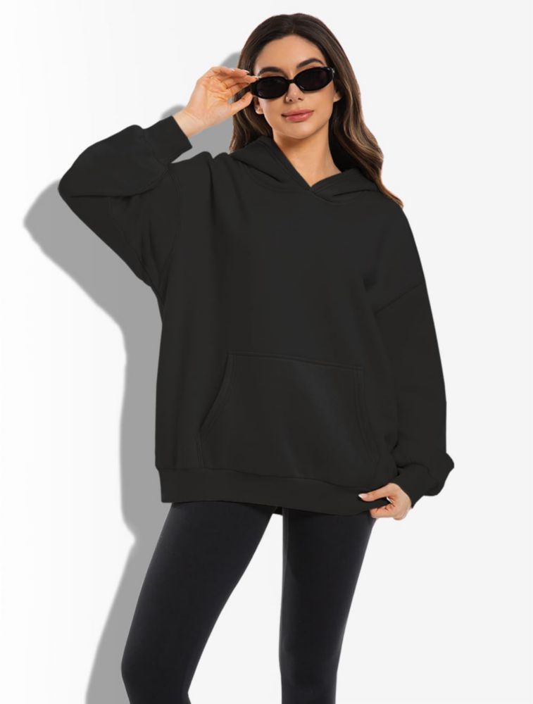 Sudadera con capucha oversize negra para mujer kims cosiart