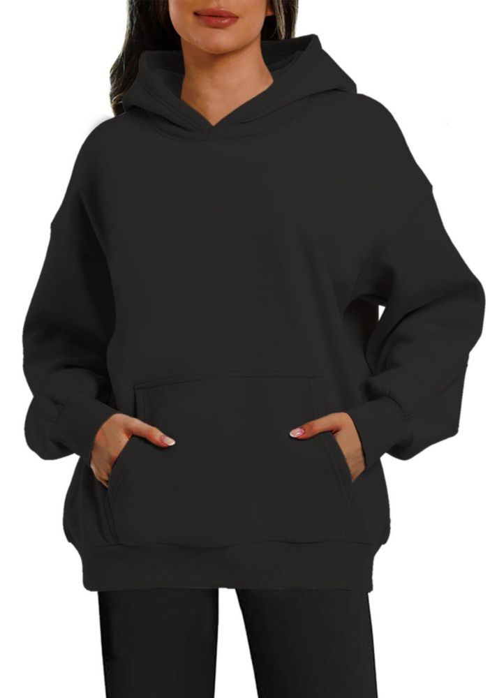 Sudadera con capucha oversize negra para mujer kims cosiart