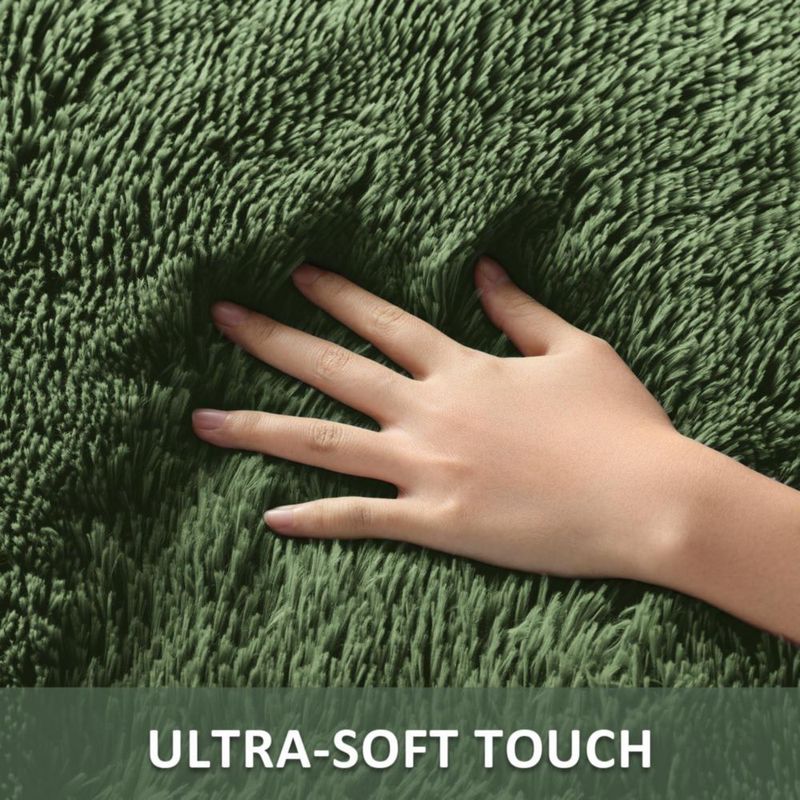 Alfombra redonda Ophanie 152 cm gris‑verde de felpa suave