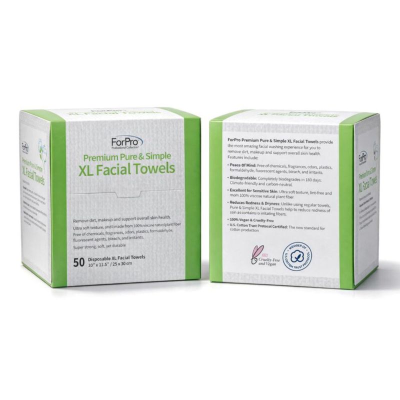 Toallas Faciales Desechables ForPro XL Paquete de 50 Unidades Biodegradables