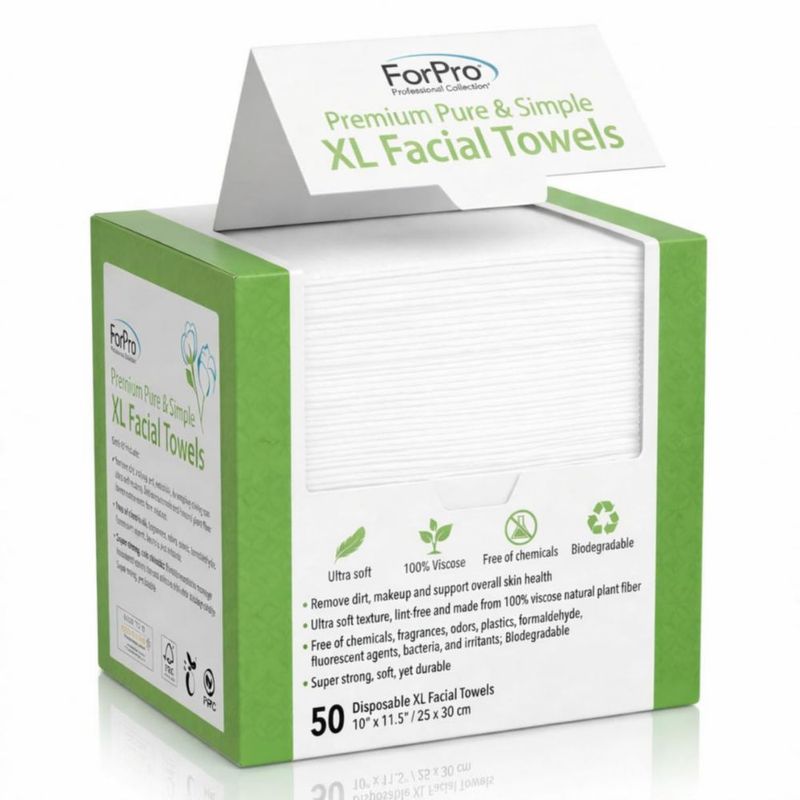 Toallas Faciales Desechables ForPro XL Paquete de 50 Unidades Biodegradables