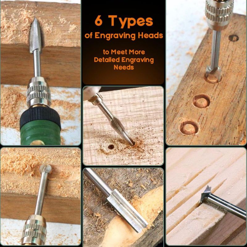 Juego de 3 brocas para tallado de madera FOTYBEI vástago 1/8"
