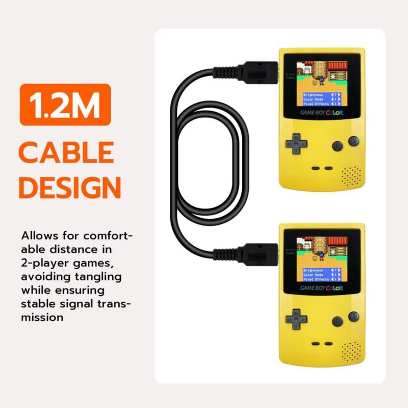 Cable de enlace para juego Mcbazel para 2 jugadores cordón de conexión compatible con Nintendo Game Boy Color GBC 39 pies - Negro