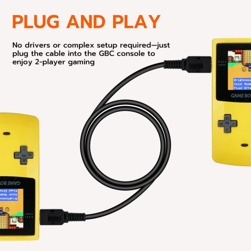Cable de enlace para juego Mcbazel para 2 jugadores cordón de conexión compatible con Nintendo Game Boy Color GBC 39 pies - Negro